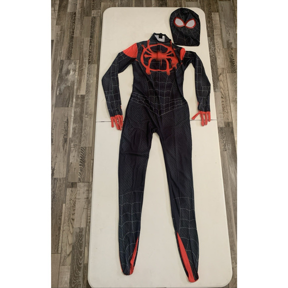 Unbranded Other - Spiderman Sz L Into the SpiderVerse Miles Morales Jumpsuit Adult Cosplay Costume